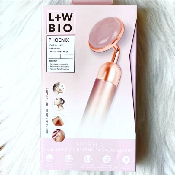 Rose Quartz Vibrating Face Roller Phoenix Luxe + Willow Facial Massager Skincare - Picture 2 of 15